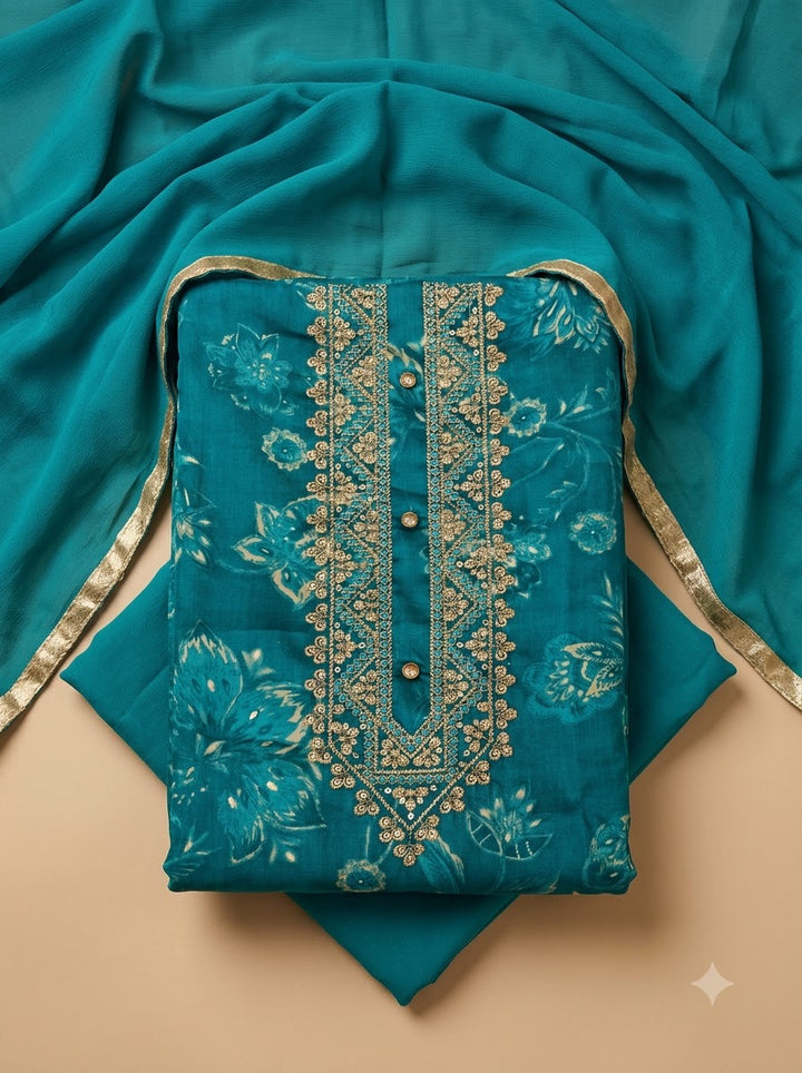 Firozee Cotton Blend Embroidered Unstitched Dress Material