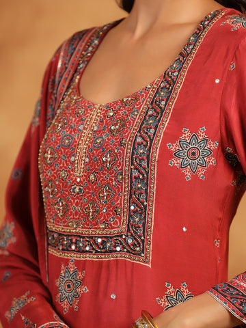 Printed Muslin Kurta With Pants & Dupatta