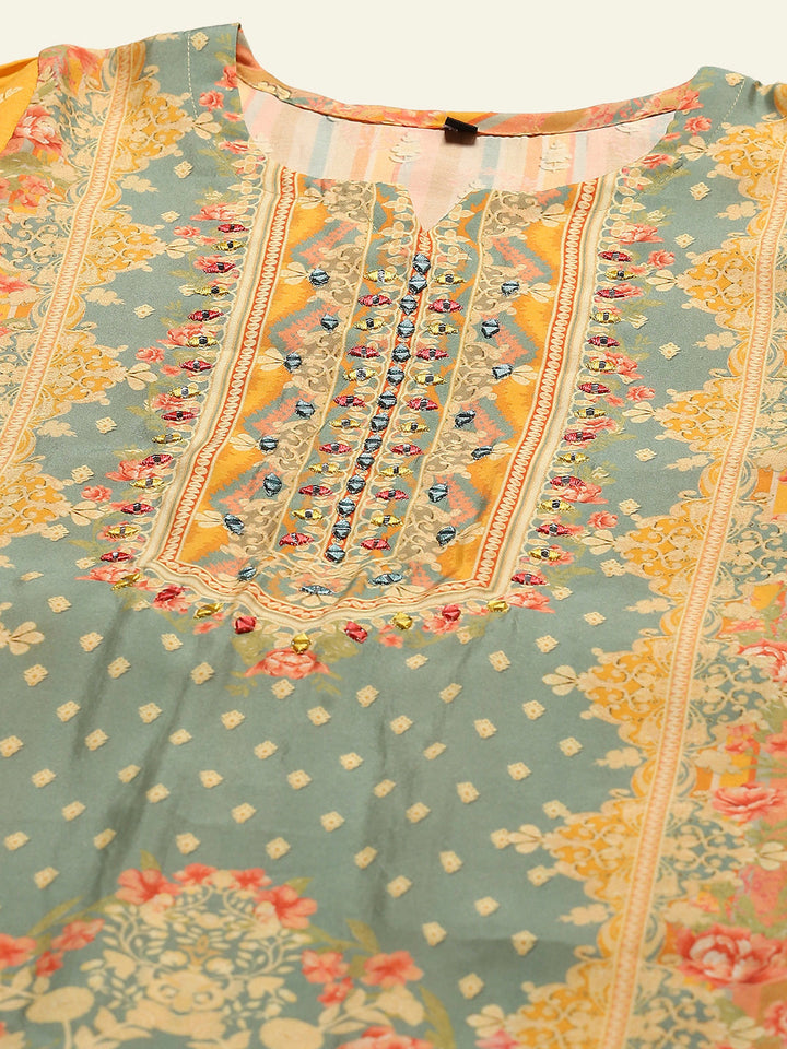 Printed Muslin Kurta With Pants &amp; Dupatta