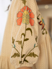 Resham Embroidered Cotton Blend Dress
