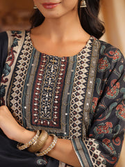 Printed Muslin Kurta With Palazzo & Dupatta