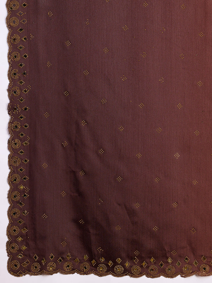 Embroidered Chinon Saree