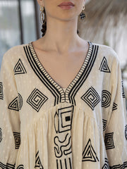 Resham Embroidered Cotton Blend Dress