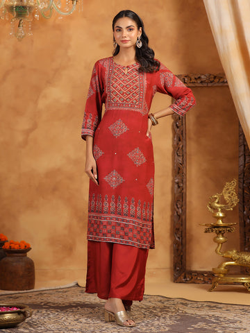 Printed Muslin Kurta With Pants & Dupatta