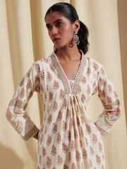 Floral Printed Cotton Kurta With Pants