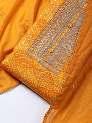 Neck Embroidered Cotton Blend Unstitched Suit Piece With Dupatta