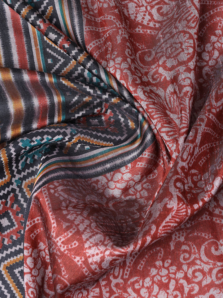 Printed Chanderi Unstitched Suit With Dupatta