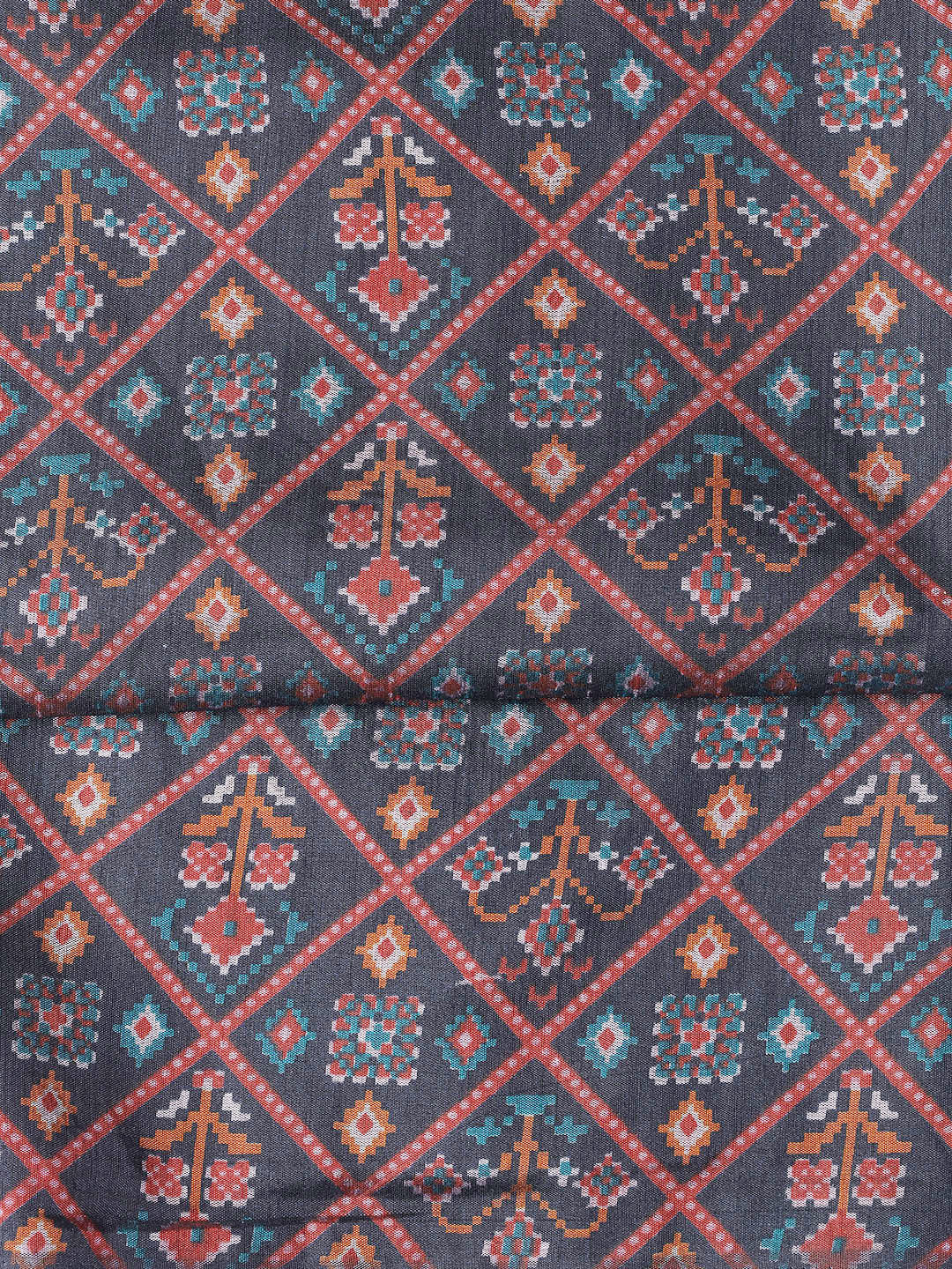Printed Chanderi Unstitched Suit With Dupatta