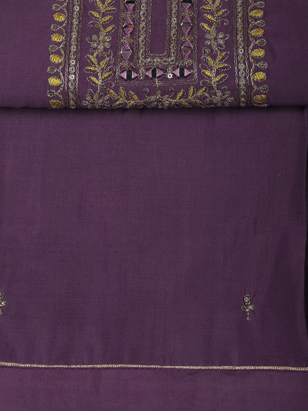 Neck Embroidery Chanderi Unstitched Suit With Dupatta