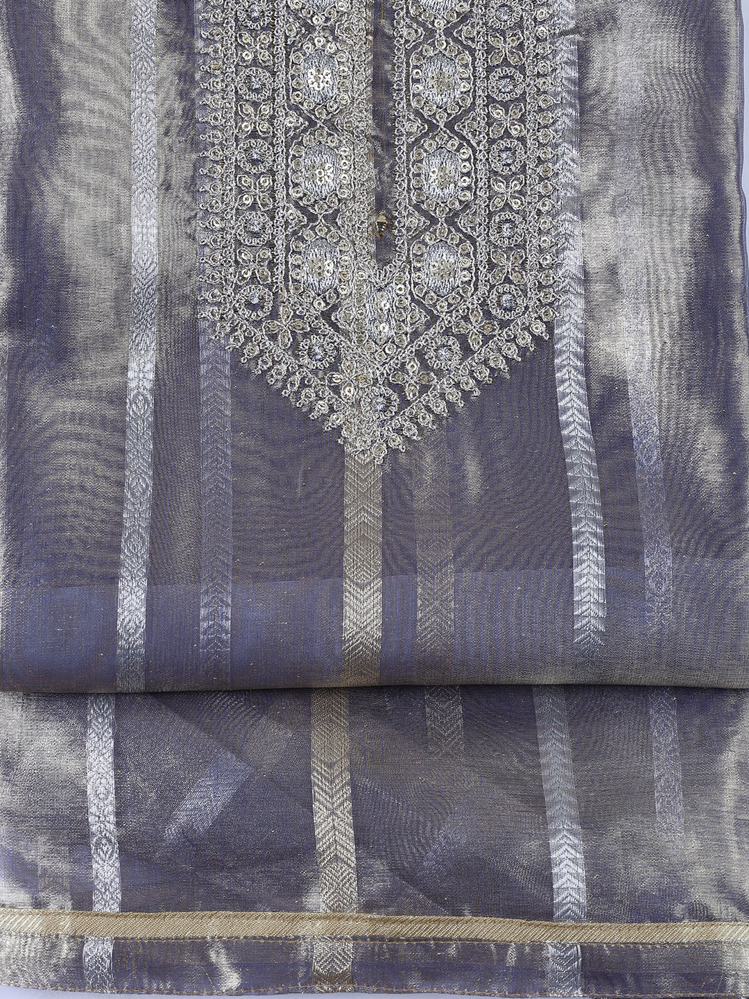 Neck Embroidered Tissue Unstitched Suit With Dupatta