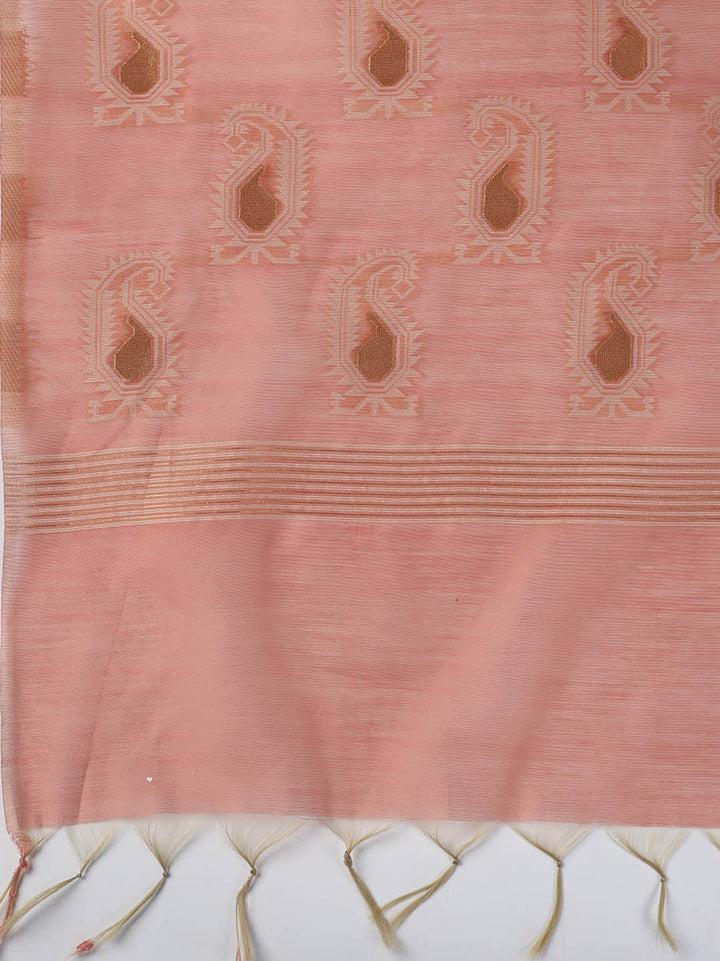 Jamdani Work Chanderi Unstitched Suit Piece With Dupatta
