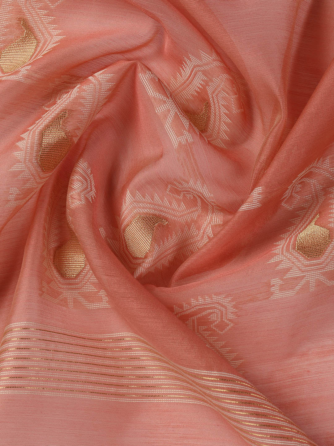 Jamdani Work Chanderi Unstitched Suit Piece With Dupatta