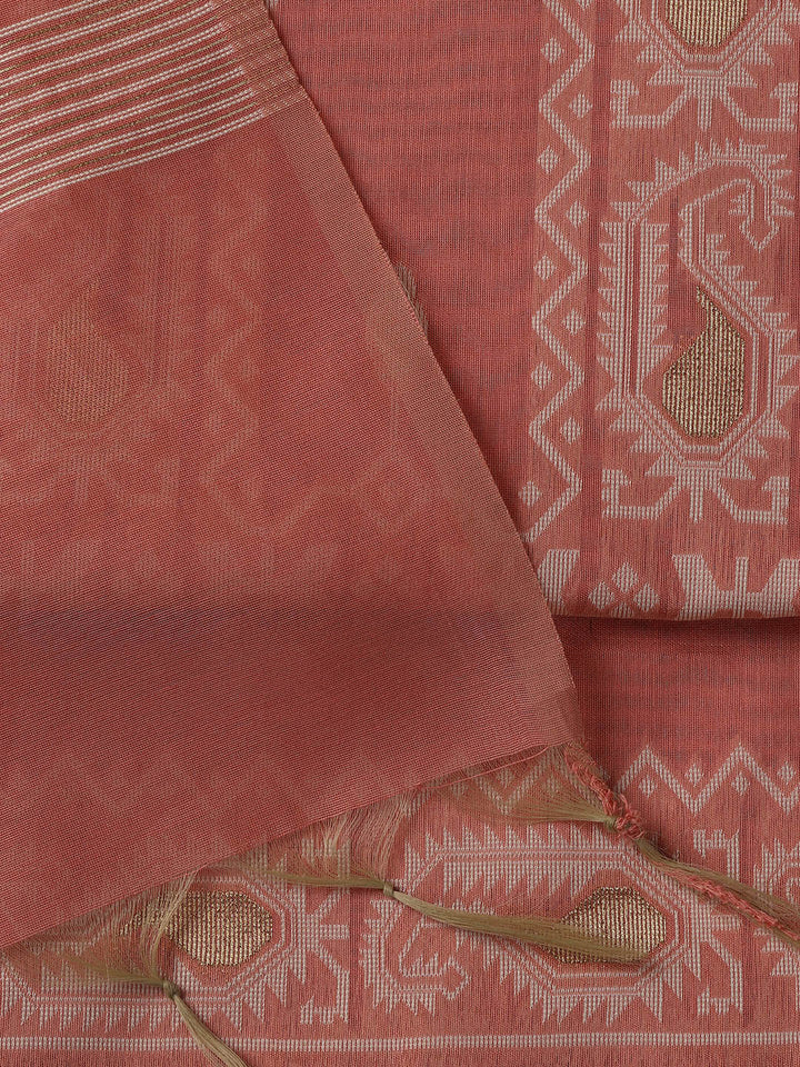 Jamdani Work Chanderi Unstitched Suit Piece With Dupatta