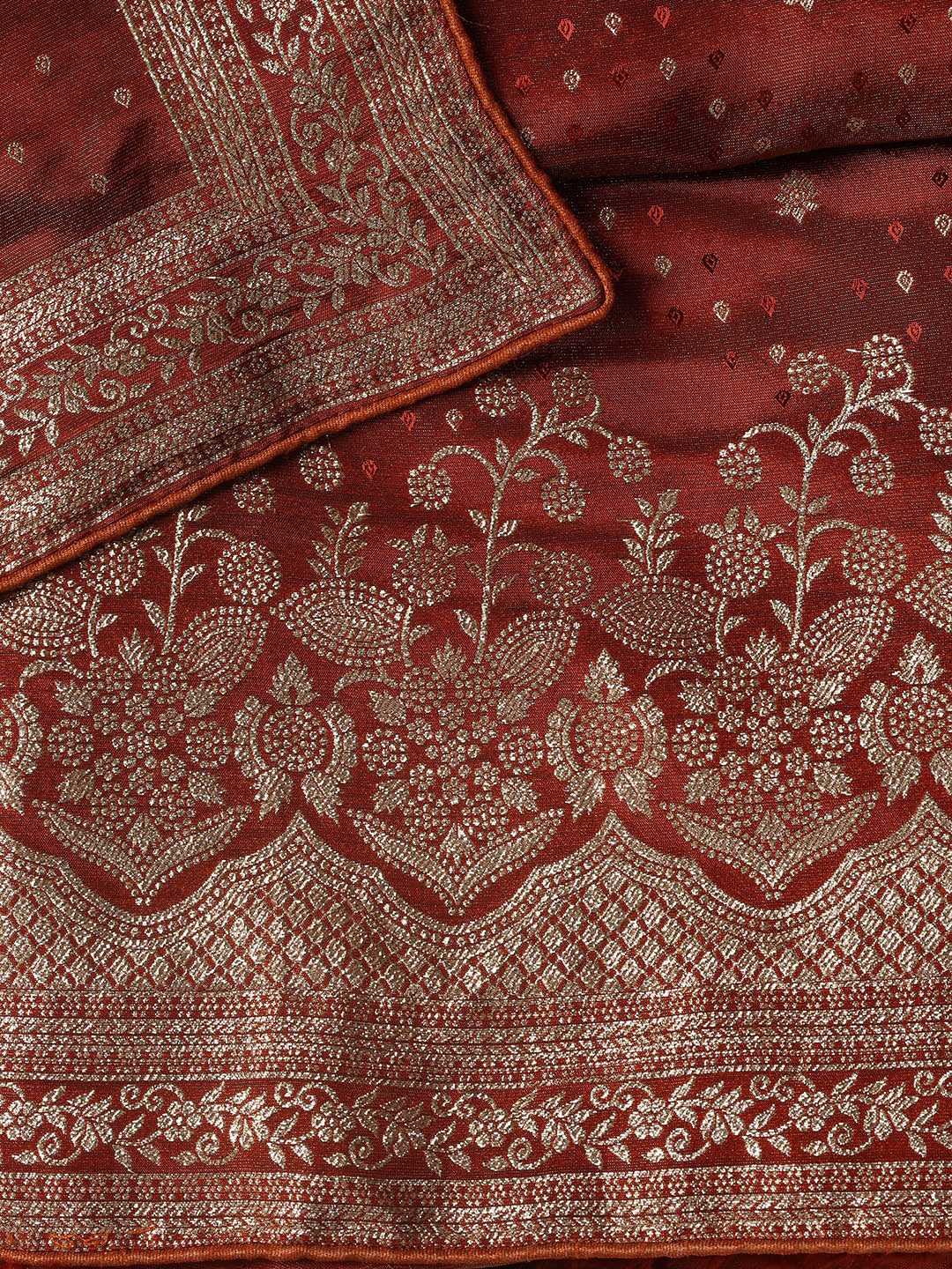 Embroidered Art Silk Unstitched Suit Piece With Dupatta