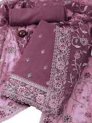 Embroidered Organza Unstitched Suit With Dupatta