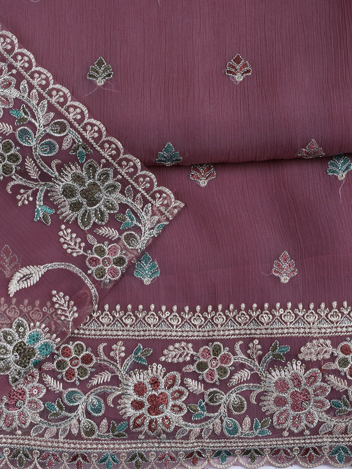 Embroidered Organza Unstitched Suit With Dupatta