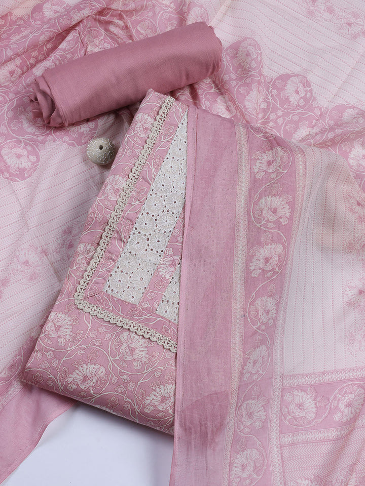 Printed Cotton Blend Unstitched Suit Piece With Dupatta