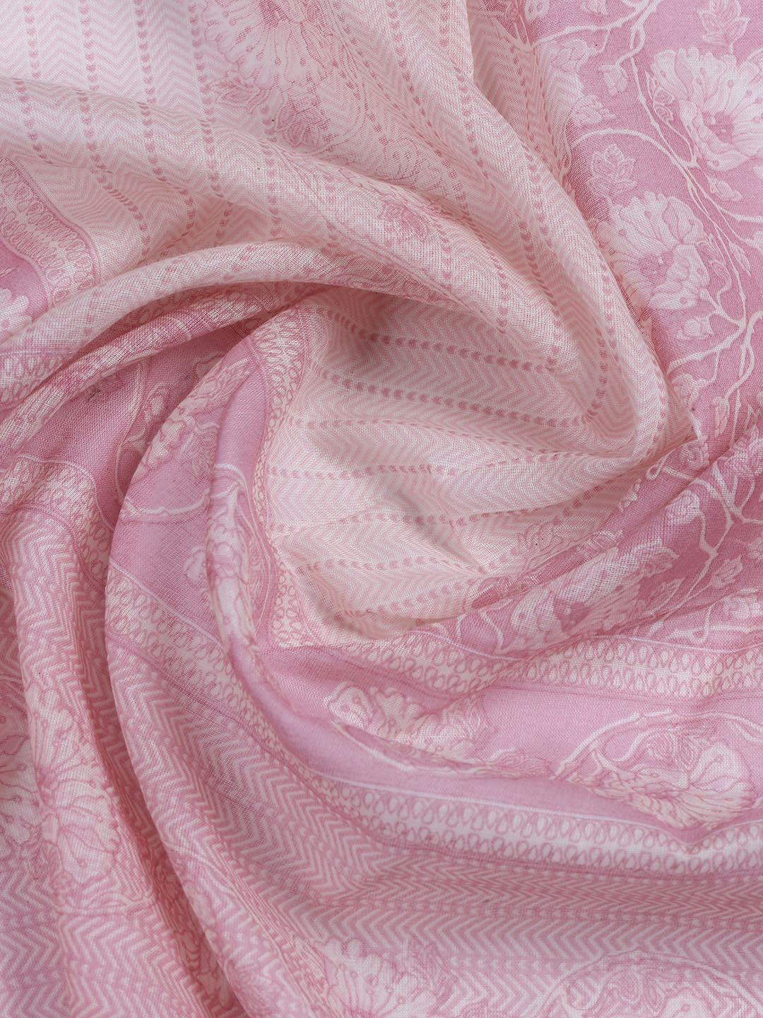 Printed Cotton Blend Unstitched Suit Piece With Dupatta