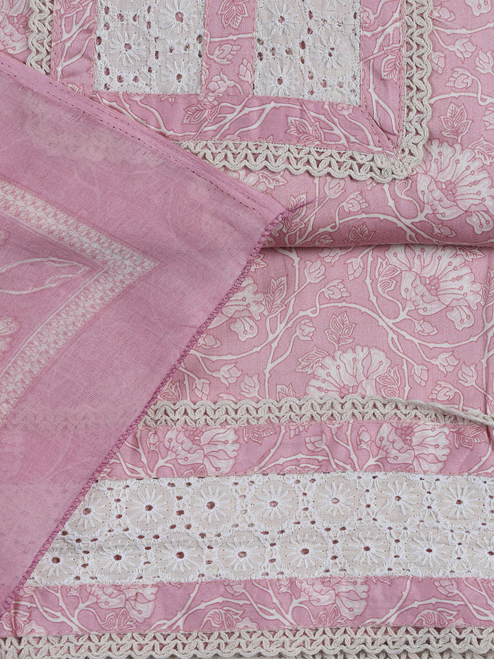 Printed Cotton Blend Unstitched Suit Piece With Dupatta