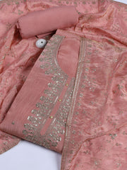 Neck Embroidered Tissue Unstitched Suit With Dupatta