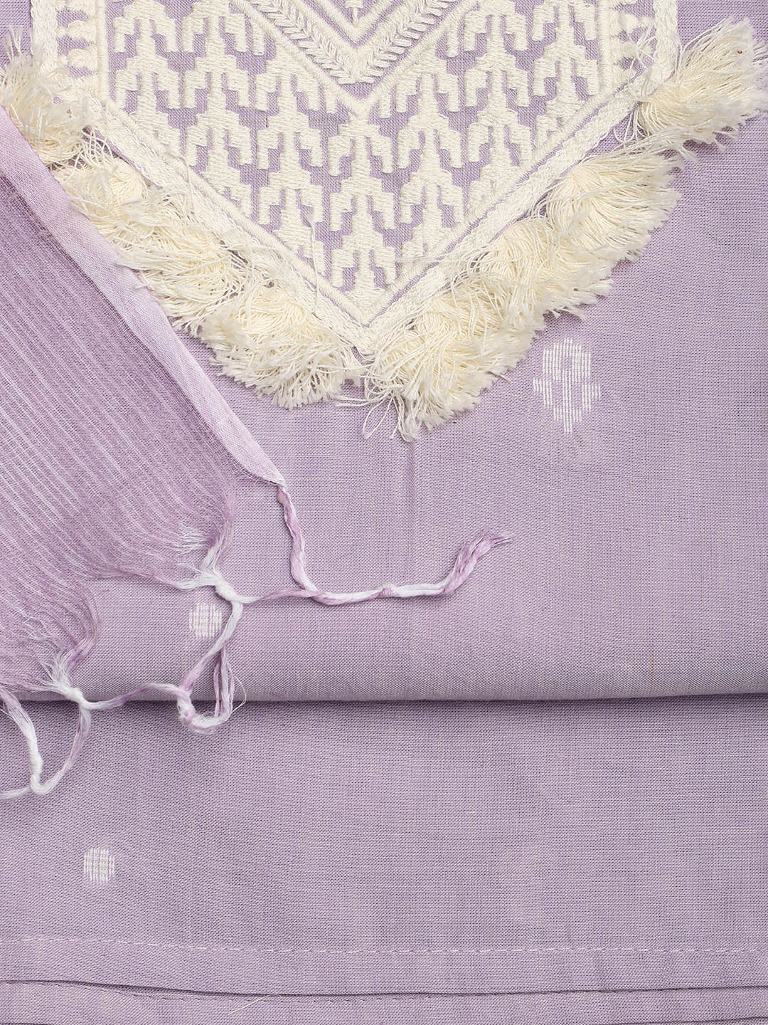 Neck Embroidered Cotton Blend Unstitched Suit With Dupatta