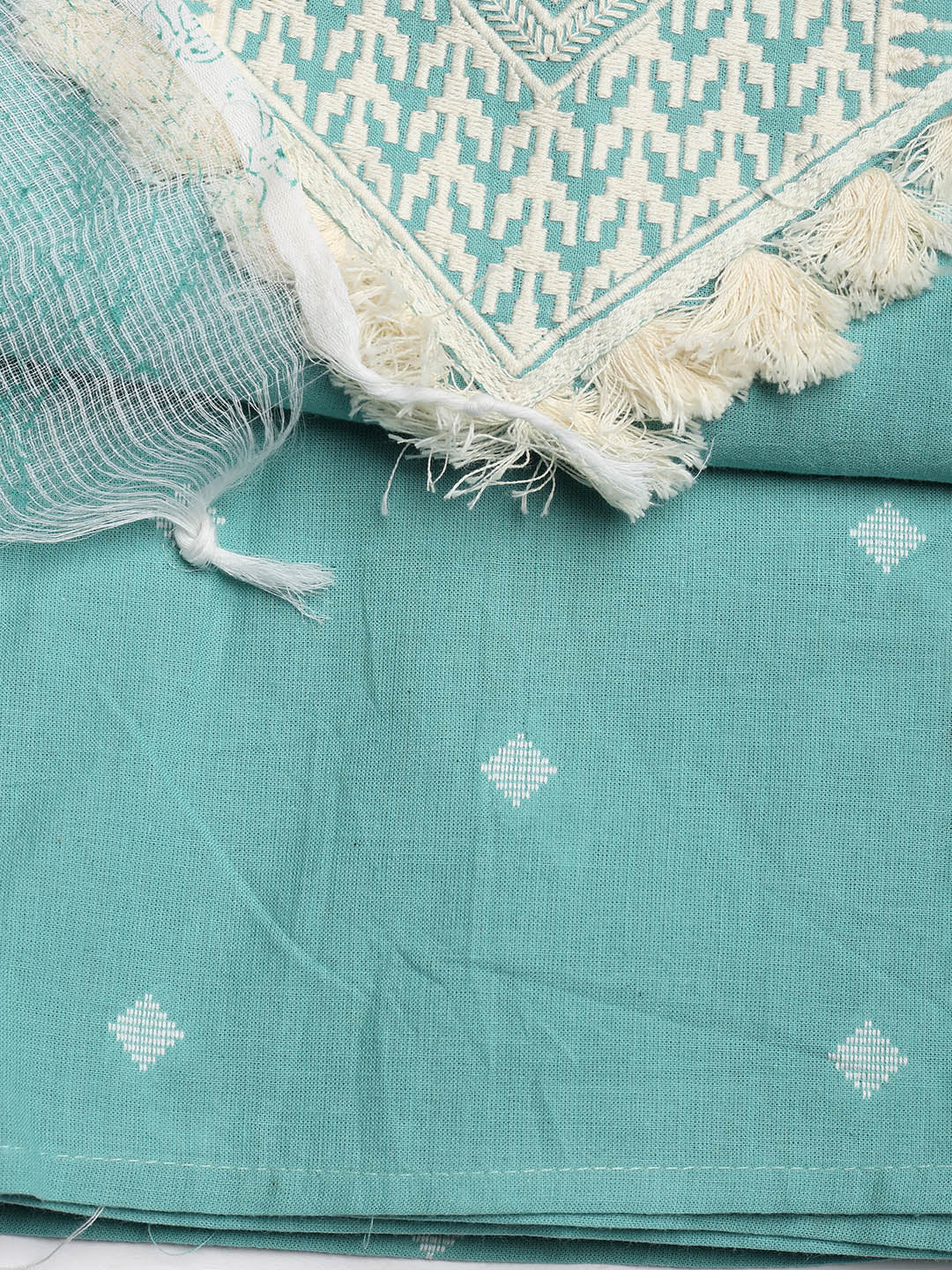 Neck Embroidered Cotton Blend Unstitched Suit With Dupatta