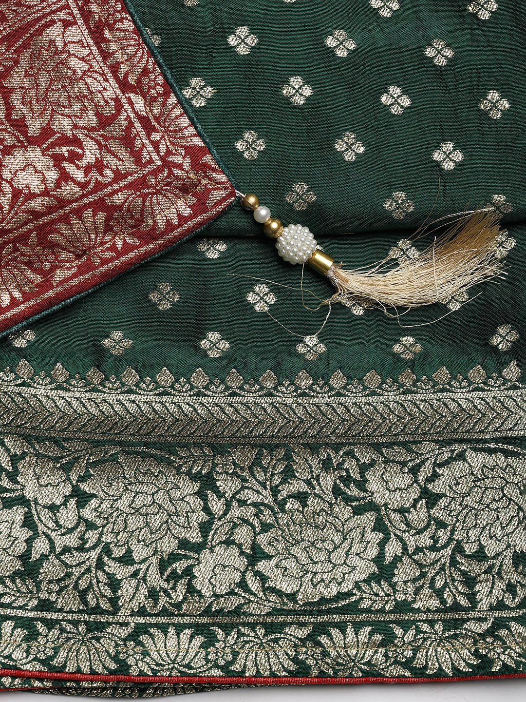 Zari Embroidered Chanderi Unstitched Suit With Dupatta