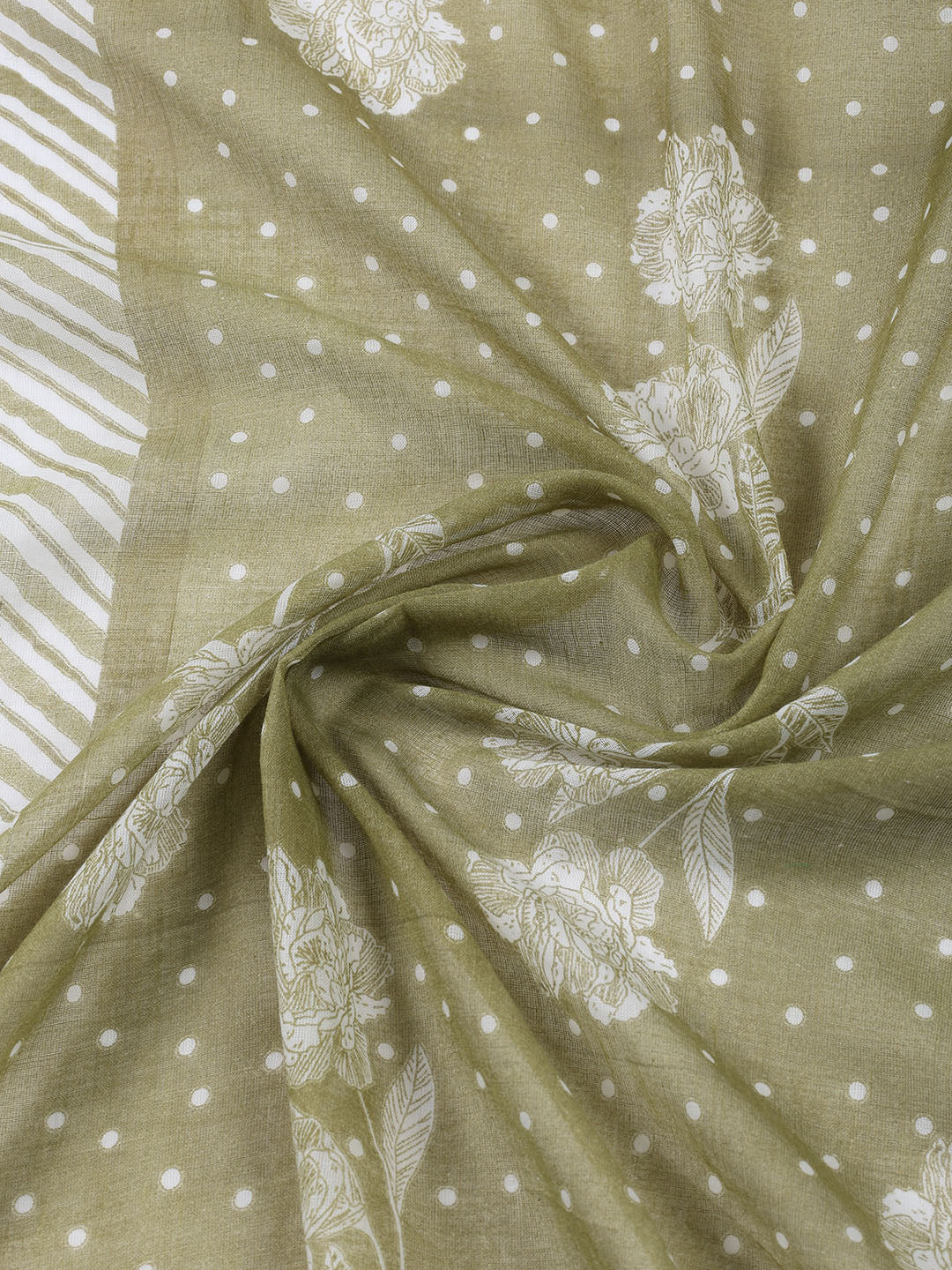 Neck Patti Cotton Blend Unstitched Suit With Dupatta