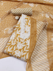 Neck Patti Cotton Blend Unstitched Suit With Dupatta