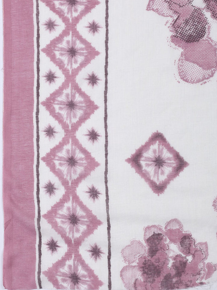 Neck Patti Cotton Blend Unstitched Suit With Dupatta