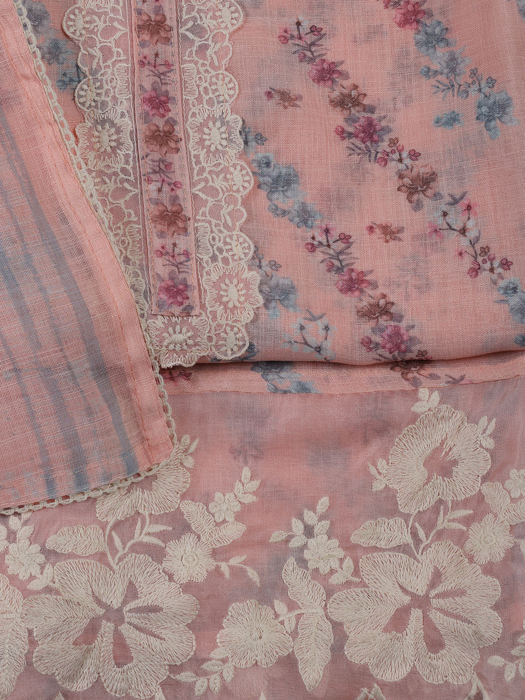 Neck Embroidered Tissue Unstitched Suit With Dupatta