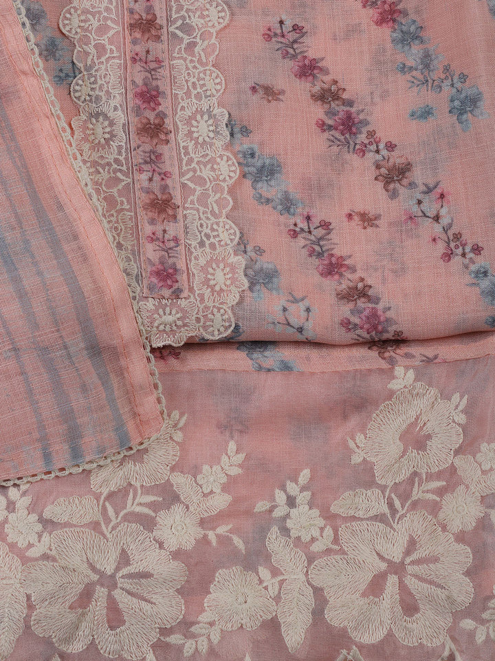 Neck Embroidered Tissue Unstitched Suit With Dupatta