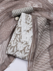 Neck Patti Cotton Blend Unstitched Suit With Dupatta
