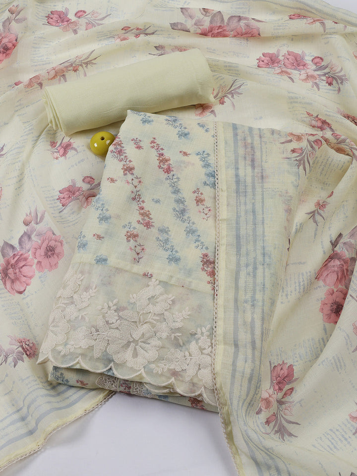 Neck Embroidered Tissue Unstitched Suit With Dupatta