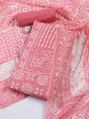Printed Cotton Blend Unstitched Suit With Dupatta