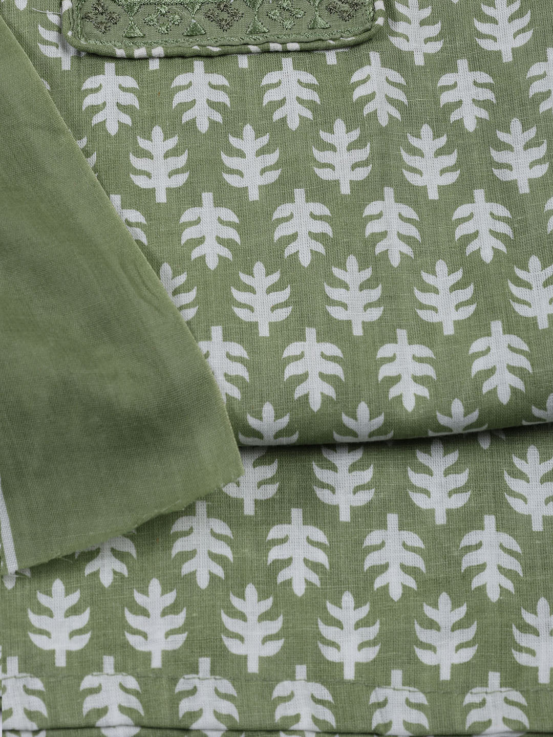 Neck Patti Cotton Blend Unstitched Suit With Dupatta