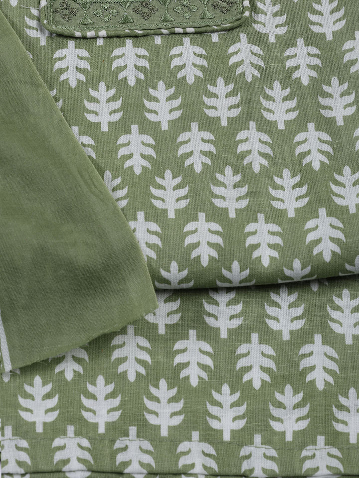 Neck Patti Cotton Blend Unstitched Suit With Dupatta