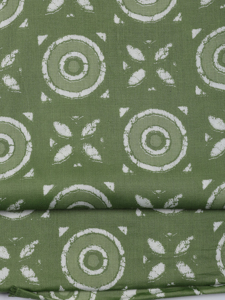 Printed Cotton Blend Unstitched Suit With Dupatta
