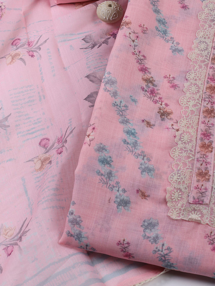 Neck Embroidered Tissue Unstitched Suit With Dupatta