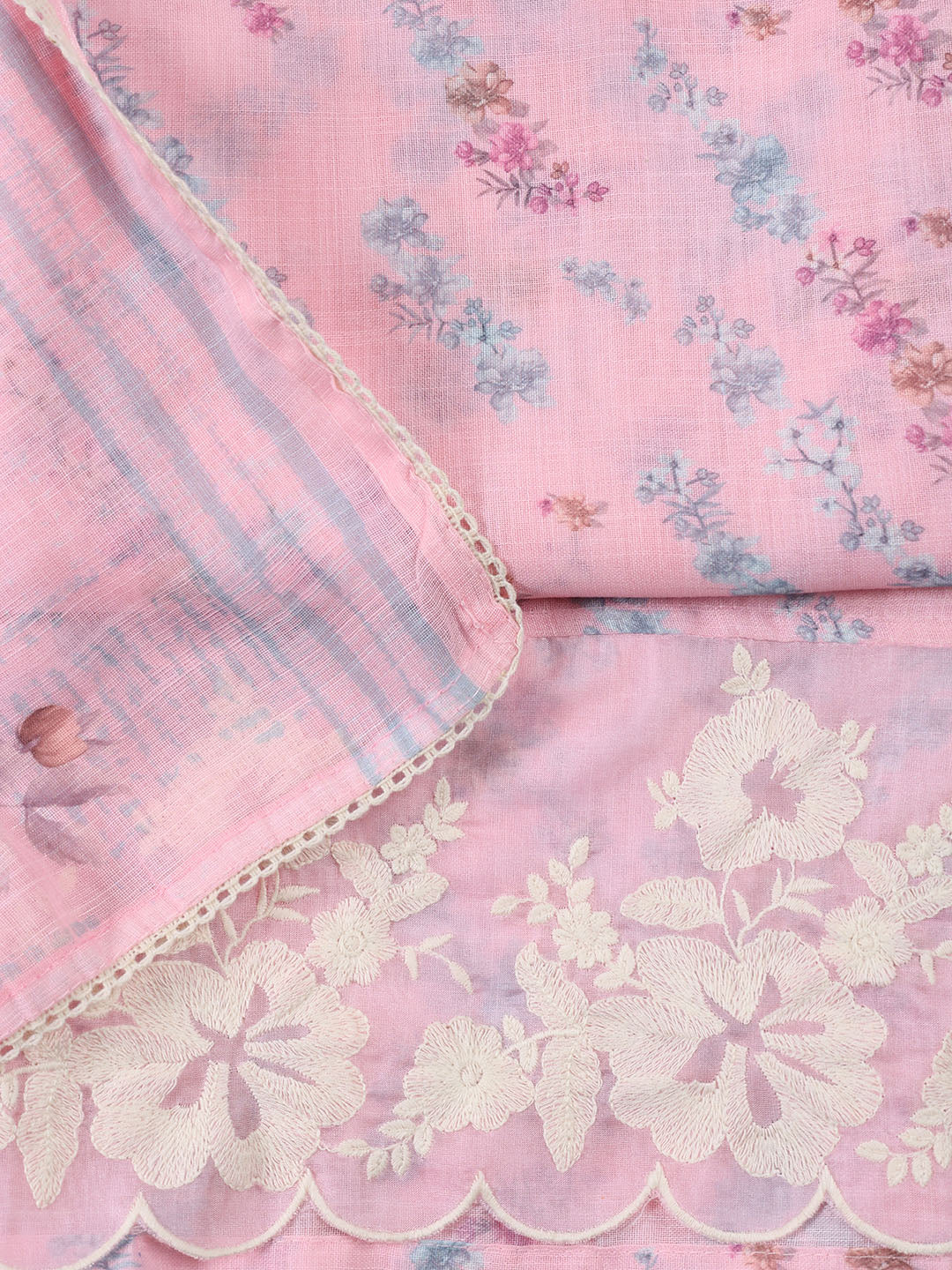 Neck Embroidered Tissue Unstitched Suit With Dupatta