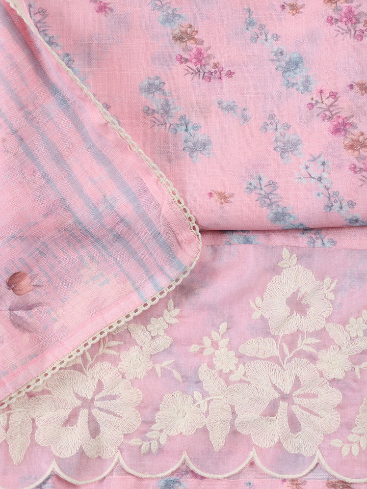 Neck Embroidered Tissue Unstitched Suit With Dupatta