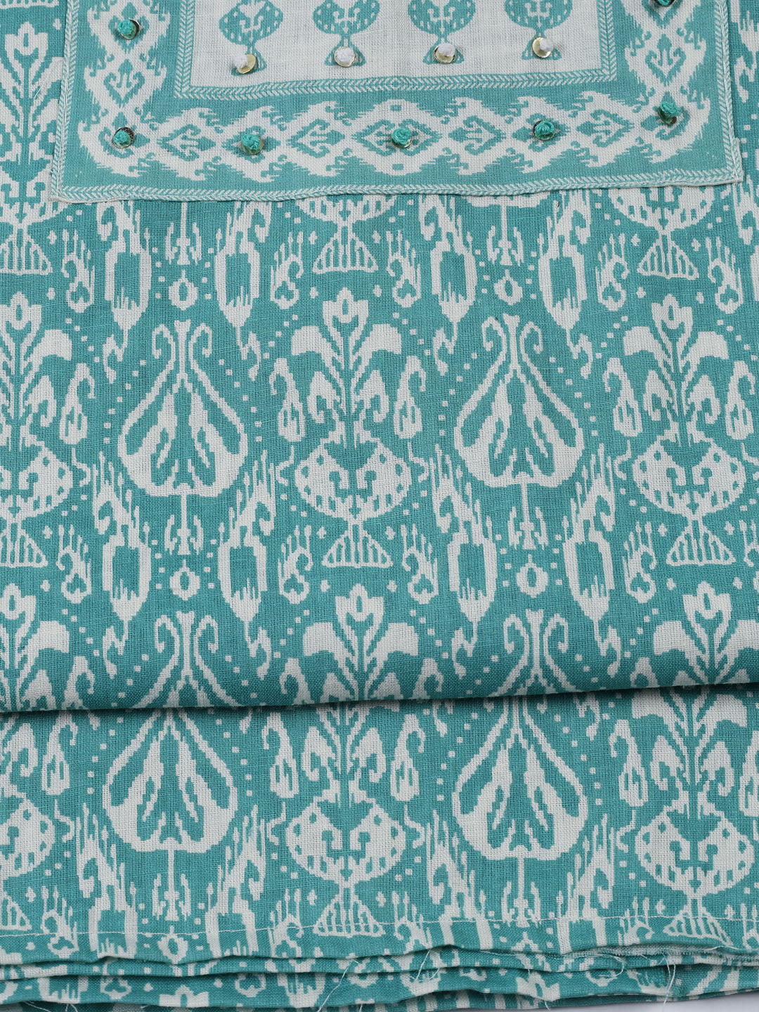 Printed Cotton Blend Unstitched Suit With Dupatta