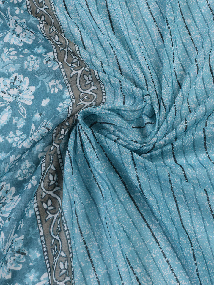 Neck Patti Cotton Blend Unstitched Suit With Dupatta