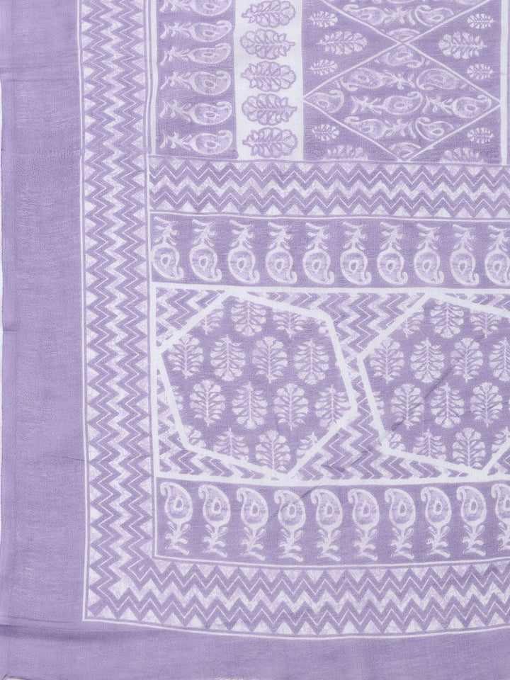 Neck Patti Cotton Blend Unstitched Suit With Dupatta