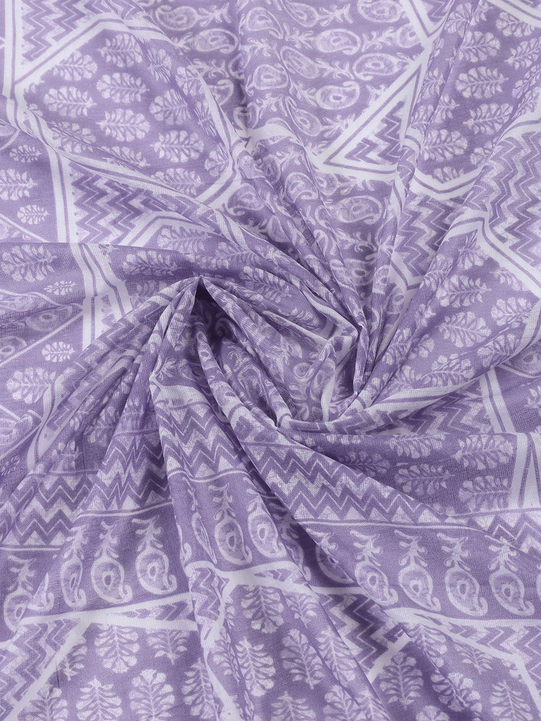Neck Patti Cotton Blend Unstitched Suit With Dupatta