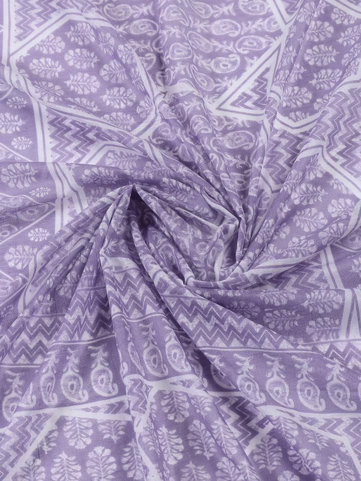 Neck Patti Cotton Blend Unstitched Suit With Dupatta