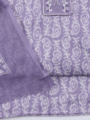 Neck Patti Cotton Blend Unstitched Suit With Dupatta