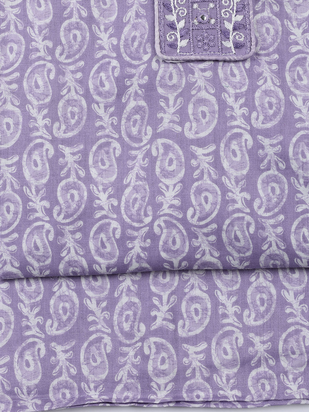 Neck Patti Cotton Blend Unstitched Suit With Dupatta