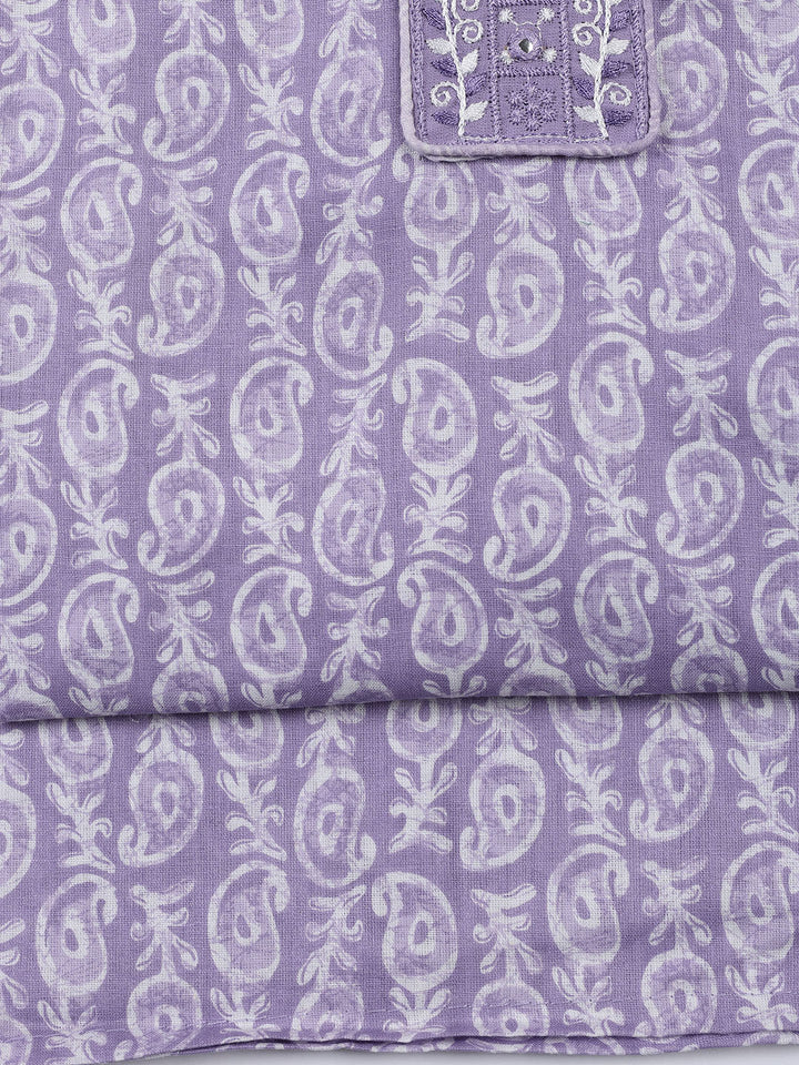 Neck Patti Cotton Blend Unstitched Suit With Dupatta
