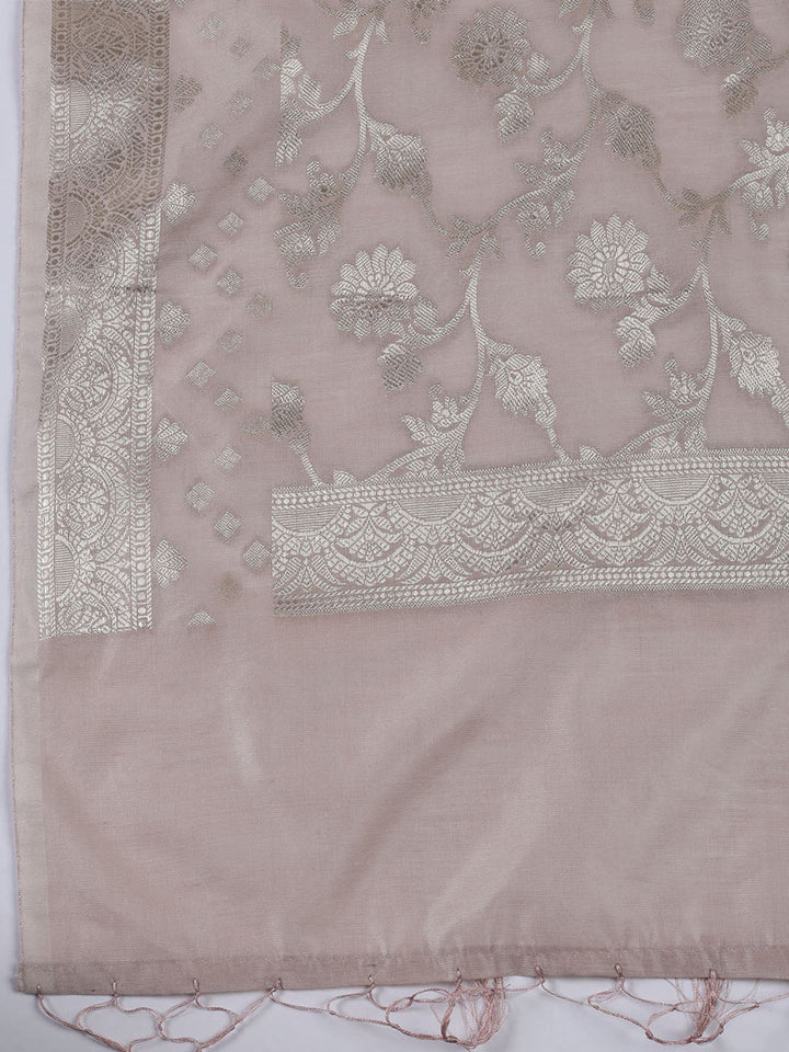 Woven Chanderi Unstitched Suit With Dupatta
